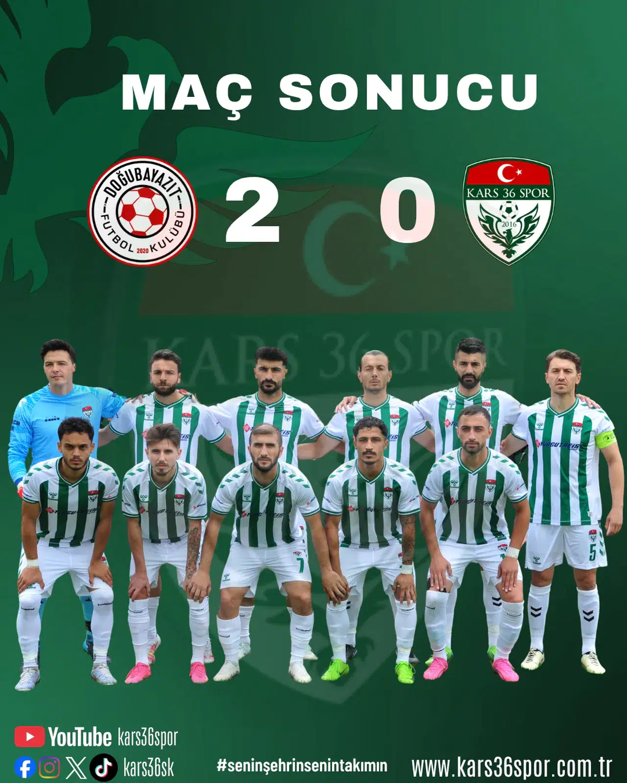 Kars 36 Spor, Doğubayazıt FK'ya karşı sezonun ilk mağlubiyetini aldı