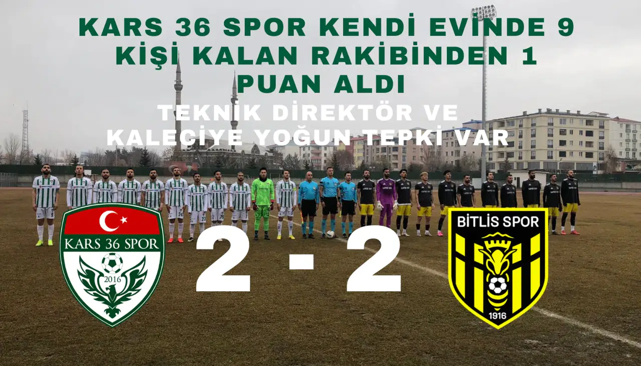 Kars 36 Spor, 9 Kişi Kalan Bitlis 1916 ile 2-2 Berabere Kaldı