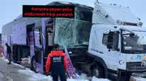 Sarıkamış'ta kargo kamyonu ile yolcu otobüsü çarpıştı, 9 yaralı!