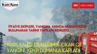 Kars Kalesi Eteklerinde Çıkan Ot Yangını, Kenti Dumanla Kapladı