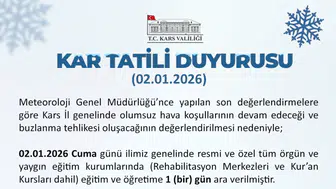 Kars'ta kar nedeniyle okullar tatil, engelliler ve hamileler idari izinli!