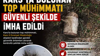 Kars'ta Bulunan Top Mühimmatı Güvenli Bir Şekilde İmha Edildi