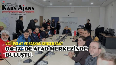 Vali Polat ve Başkan Senger Saat 04:17'de AFAD Merkezinde Buluştu.