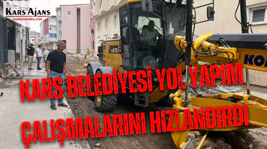 Kars Belediyesi Yol Yapım Çalışmalarını Hız Kesmeden Sürdürüyor