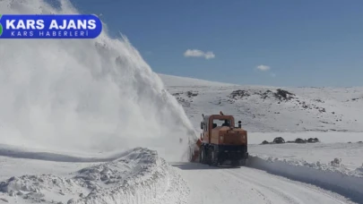 Kars'ta 9 köy, kar yağışı nedeniyle ulaşıma kapandı.