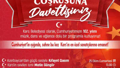Kars Belediyesi’nden Cumhuriyet’in 102. Yılına Özel Kutlama Programı