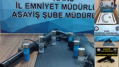 Kars’ta silah operasyonu: Çok sayıda silah ele geçirildi