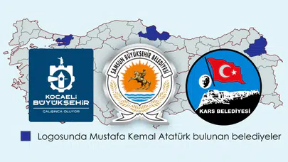 Atatürk silüeti bulunan belediyeler haritası sosyal medyada tartışma başlattı