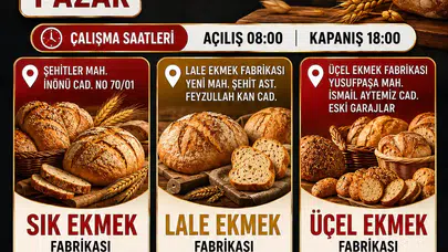 Kars'ta 16 Ağustos'ta Nöbetçi Fırınlar Belirlendi!