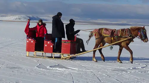 Çıldır Gölü Buz Tuttu, Atlı Kızak Sezonu Coşkuyla Açıldı