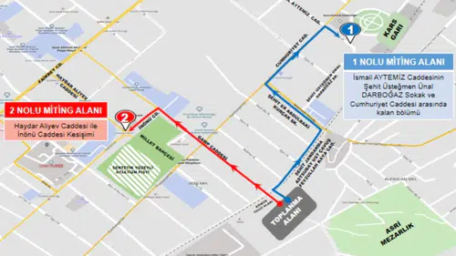 Kars'ta 2026 Yılı için Toplantı ve Gösteri Yürüyüşü Alanları Belirlendi