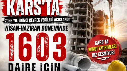 Kars'ta 2026 ikinci çeyrek yapı ruhsatları artışta, Türkiye genelinde düşüş sürüyor