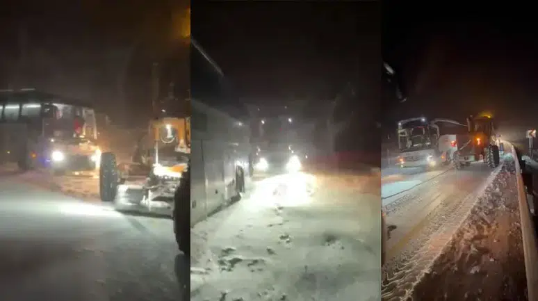Kars’ta yoğun kar, 5 aracı yolda mahsur bıraktı, ekipler kurtarma çalışmalarına başladı