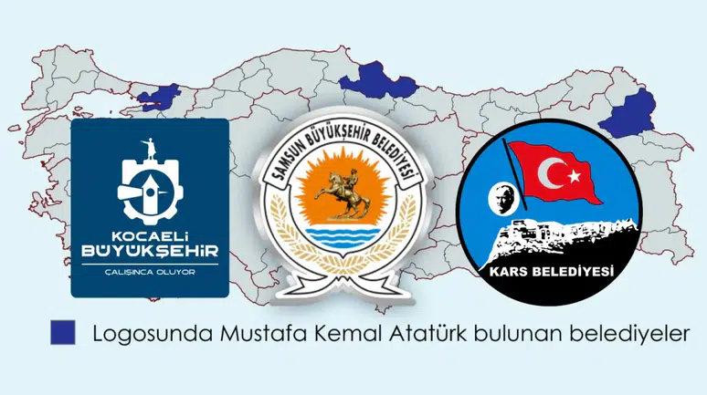 Atatürk silüeti bulunan belediyeler haritası sosyal medyada tartışma başlattı