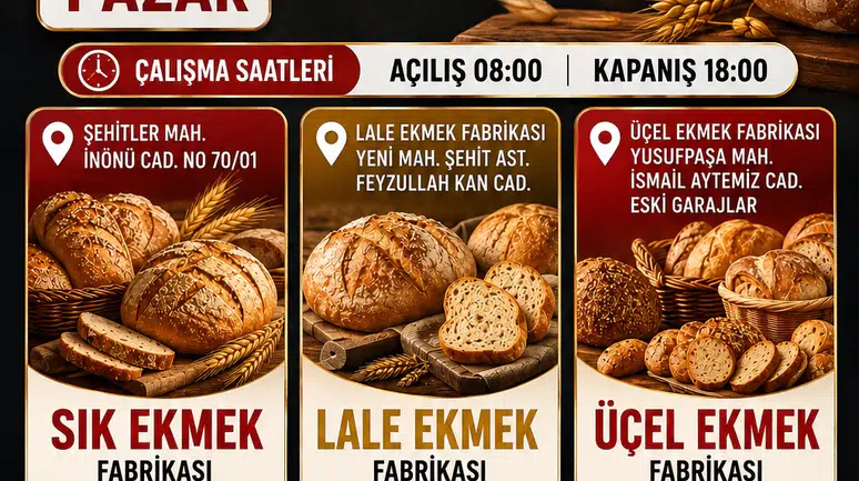 Kars'ta 16 Ağustos'ta Nöbetçi Fırınlar Belirlendi!