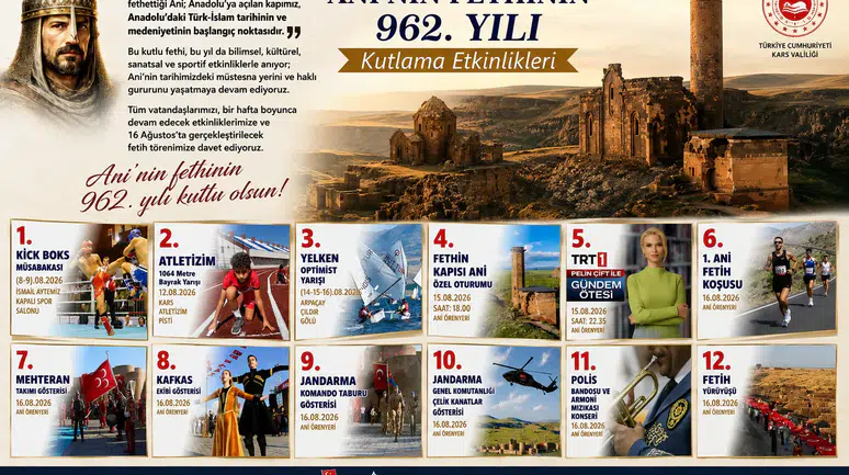 Ani'nin Fethinin 962. Yılı Kutlamaları Kars'ta Bilimsel ve Kültürel Etkinliklerle Gerçekleşecek